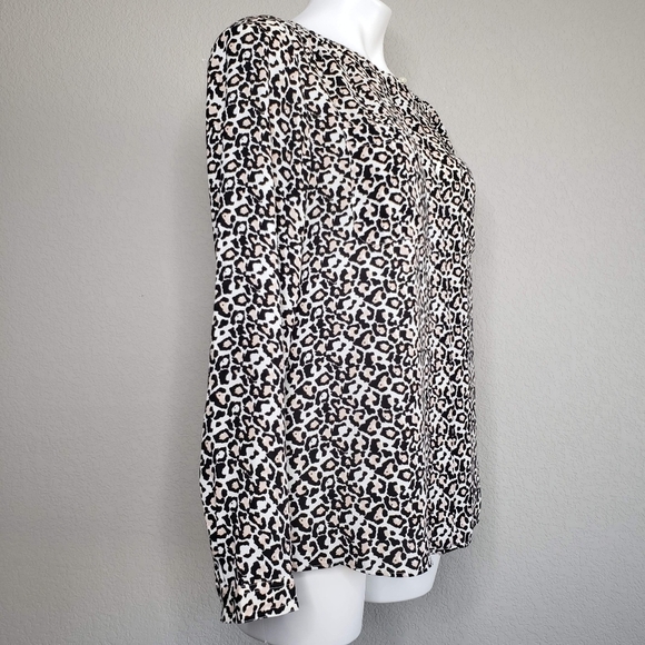 LOFT | Leopard Animal Print Long Sleeve Blouse S - Picture 4 of 7